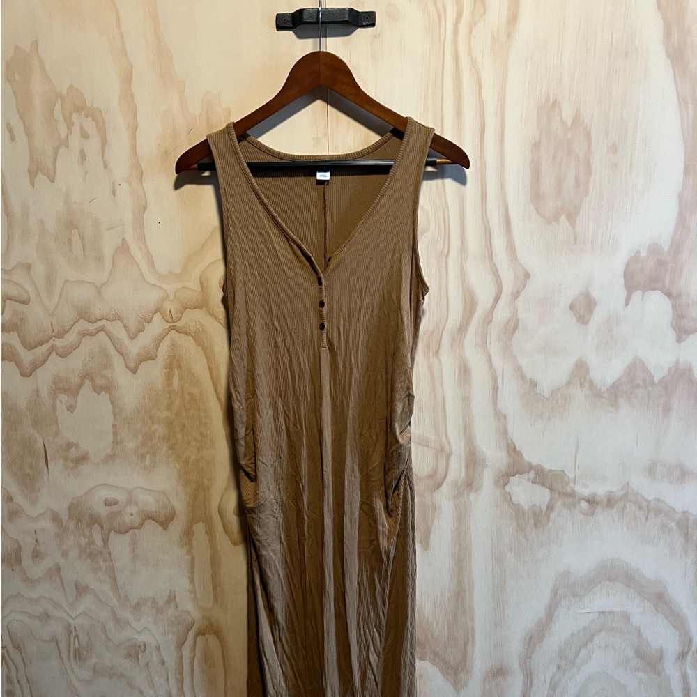 Old Navy Ribbed Bodycon Maternity Dress S Brown/Tan